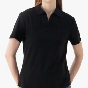 Elegant Black Short Sleeve Polo Tee